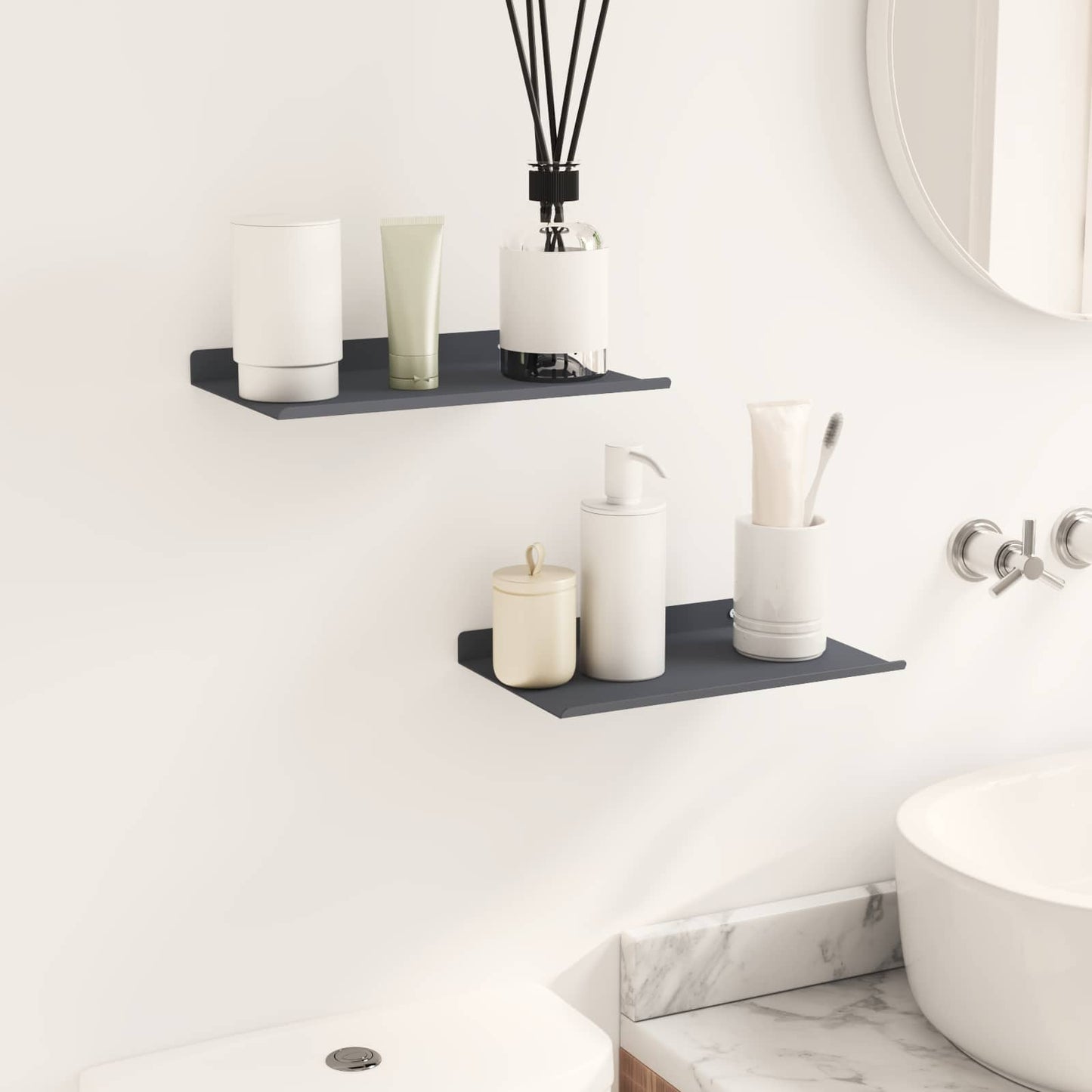 Mensola sospesa 2 pcs Antracite 30 x 18 x 2,5 cm Acciaio | homemem39