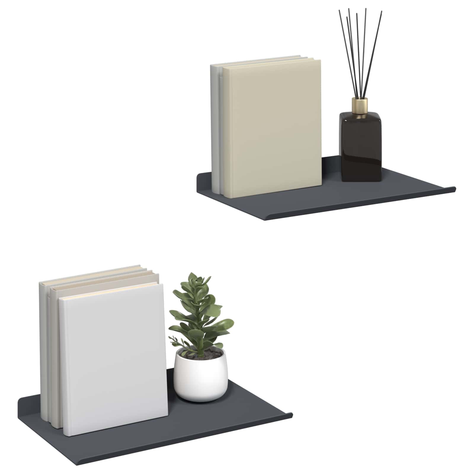 Mensola sospesa 2 pcs Antracite 30 x 18 x 2,5 cm Acciaio | homemem39