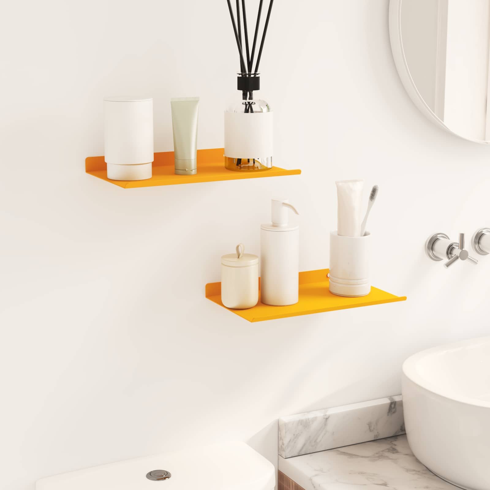 Mensola sospesa 2 pcs Giallo senape 30 x 18 x 2,5 cm Acciaio | homemem39