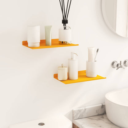 Mensola sospesa 2 pcs Giallo senape 30 x 18 x 2,5 cm Acciaio | homemem39