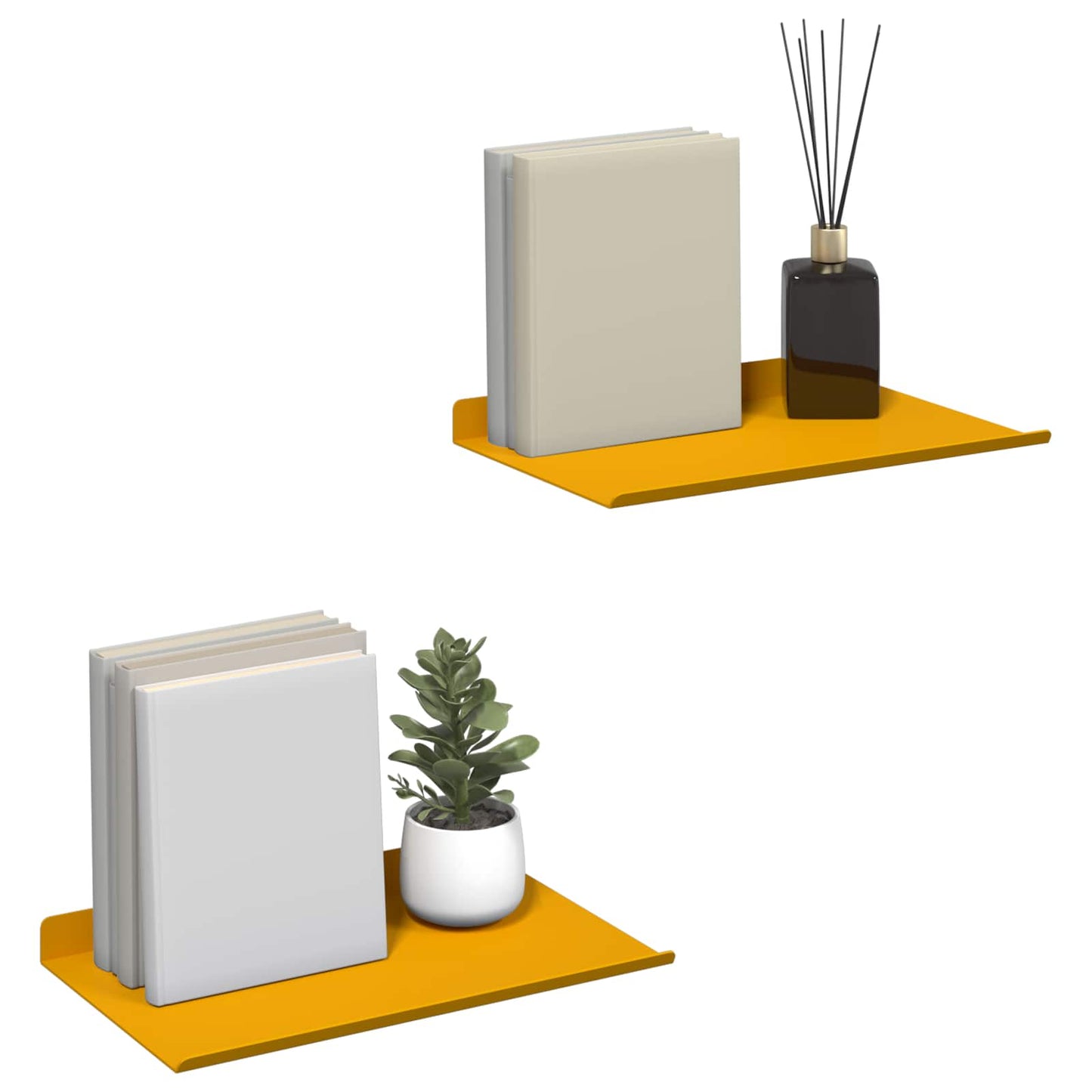 Mensola sospesa 2 pcs Giallo senape 30 x 18 x 2,5 cm Acciaio | homemem39