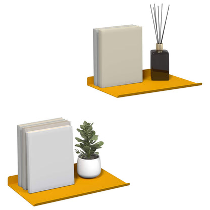 Mensola sospesa 2 pcs Giallo senape 30 x 18 x 2,5 cm Acciaio | homemem39
