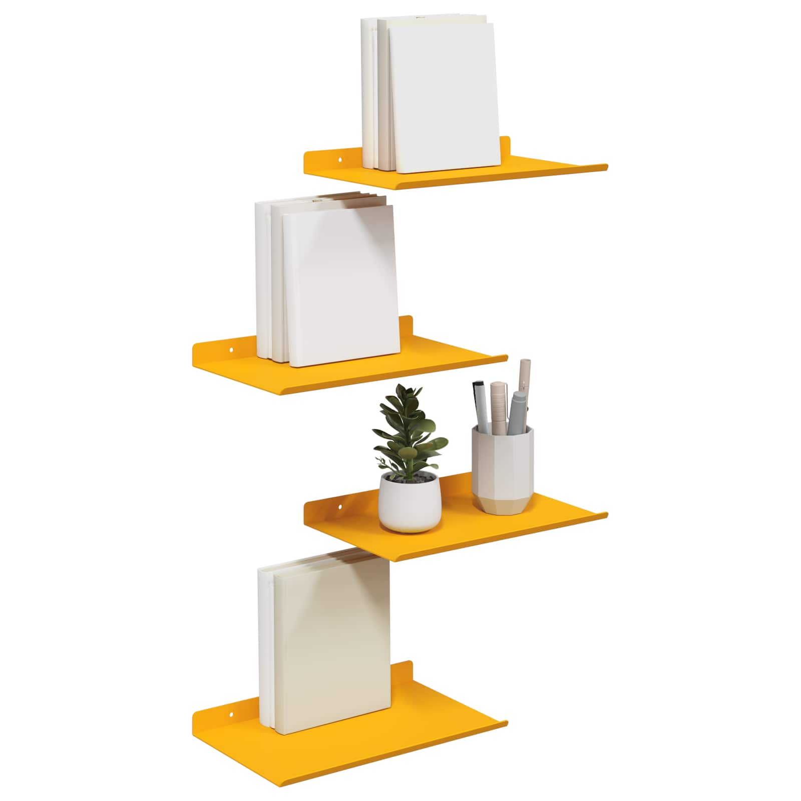Mensola sospesa 4 pcs Giallo senape 30 x 18 x 2,5 cm Acciaio | homemem39