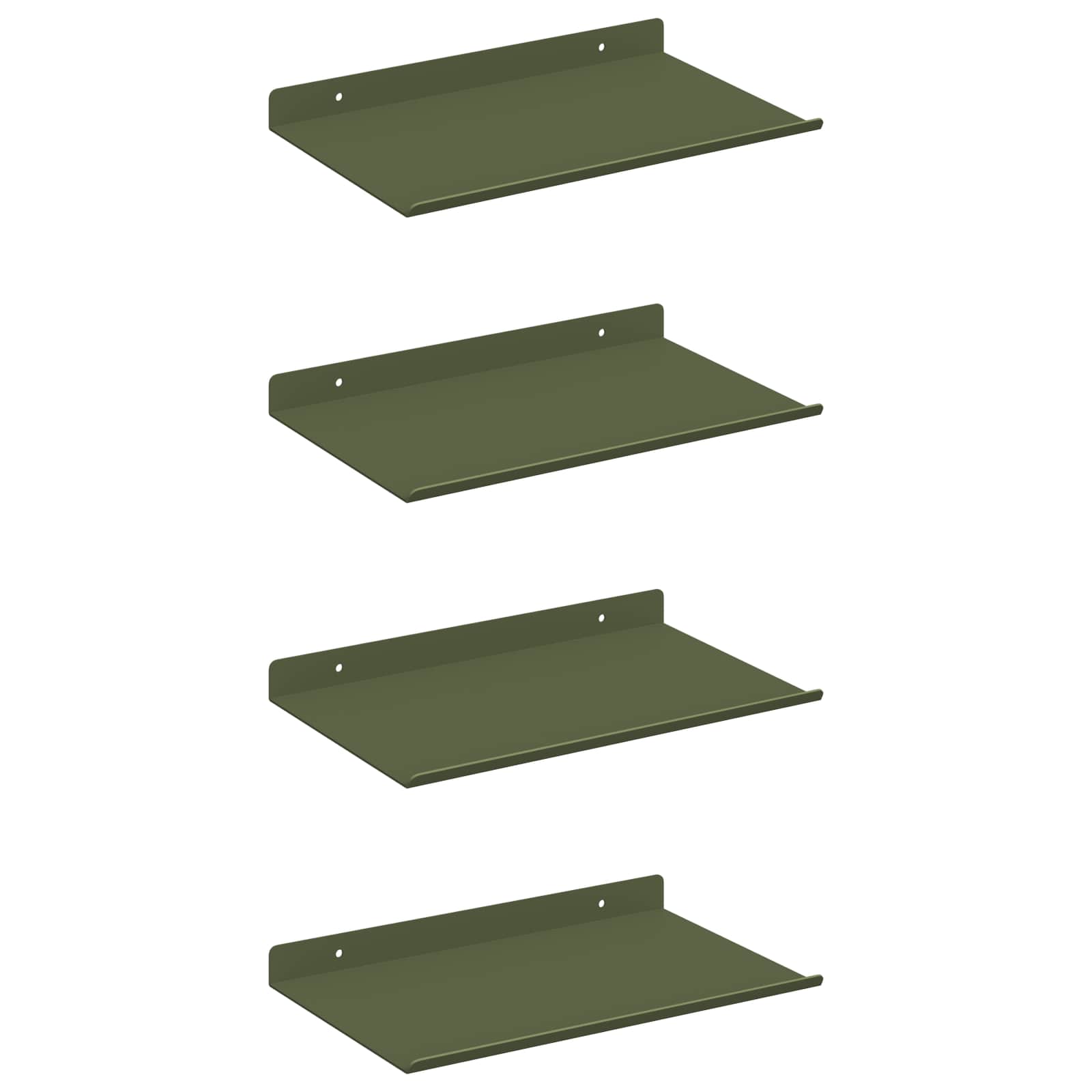 Mensola sospesa 4 pcs Verde oliva 30 x 18 x 2,5 cm Acciaio | homemem39