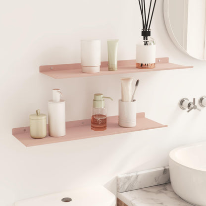 Mensola sospesa 2 pcs Rosa 60 x 18 x 2,5 cm Acciaio | homemem39