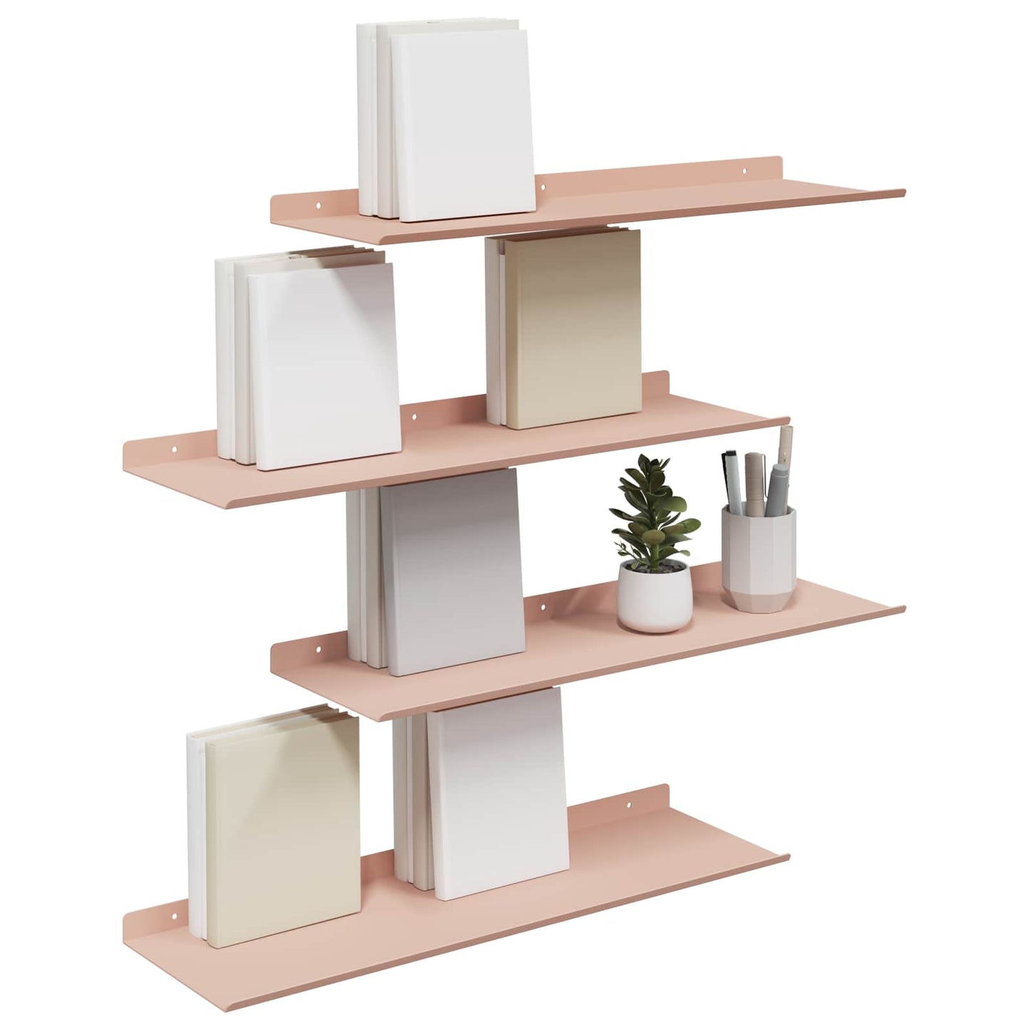 Mensola sospesa 4 pcs Rosa 60 x 18 x 2,5 cm Acciaio | homemem39