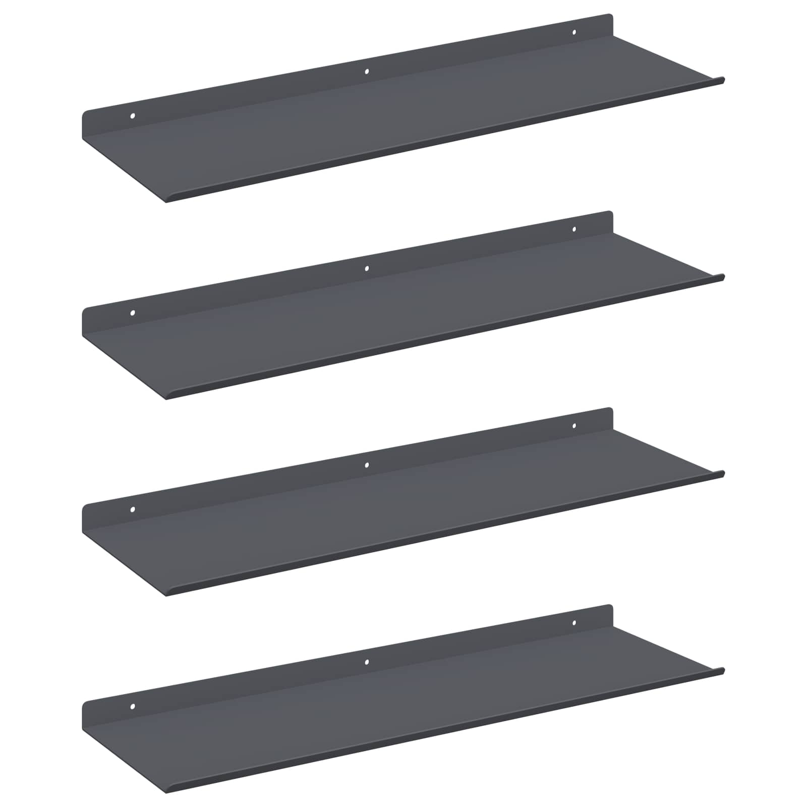 Mensola sospesa 4 pcs Antracite 60 x 18 x 2,5 cm Acciaio | homemem39