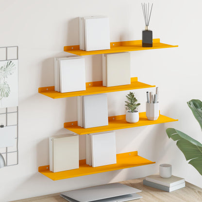 Mensola sospesa 4 pcs Giallo senape 60 x 18 x 2,5 cm Acciaio | homemem39