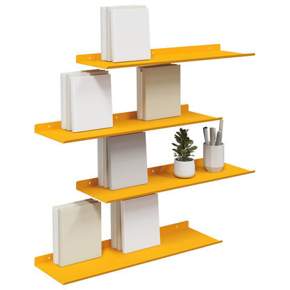 Mensola sospesa 4 pcs Giallo senape 60 x 18 x 2,5 cm Acciaio | homemem39