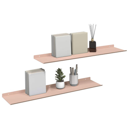 Mensola sospesa 2 pcs Rosa 80 x 18 x 2,5 cm Acciaio | homemem39