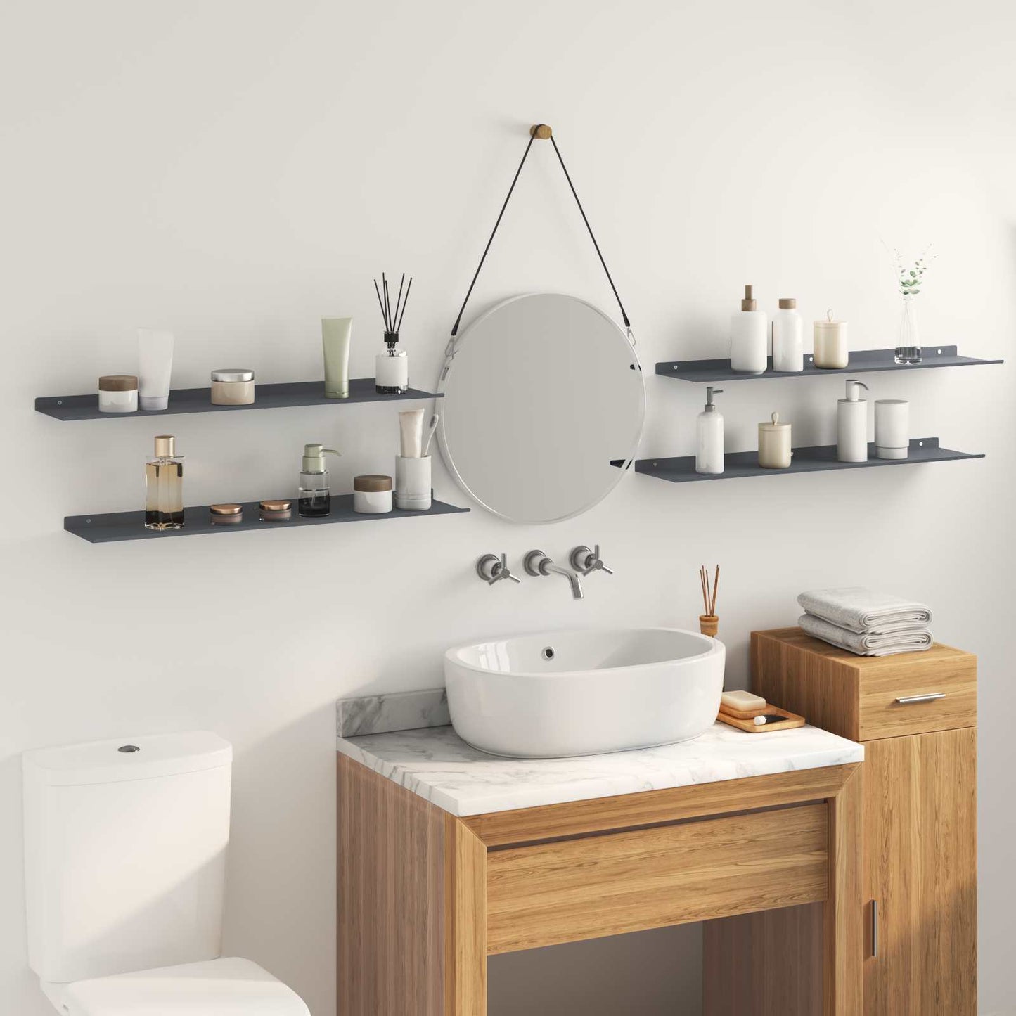 Mensola sospesa 4 pcs Antracite 80 x 18 x 2,5 cm Acciaio | homemem39