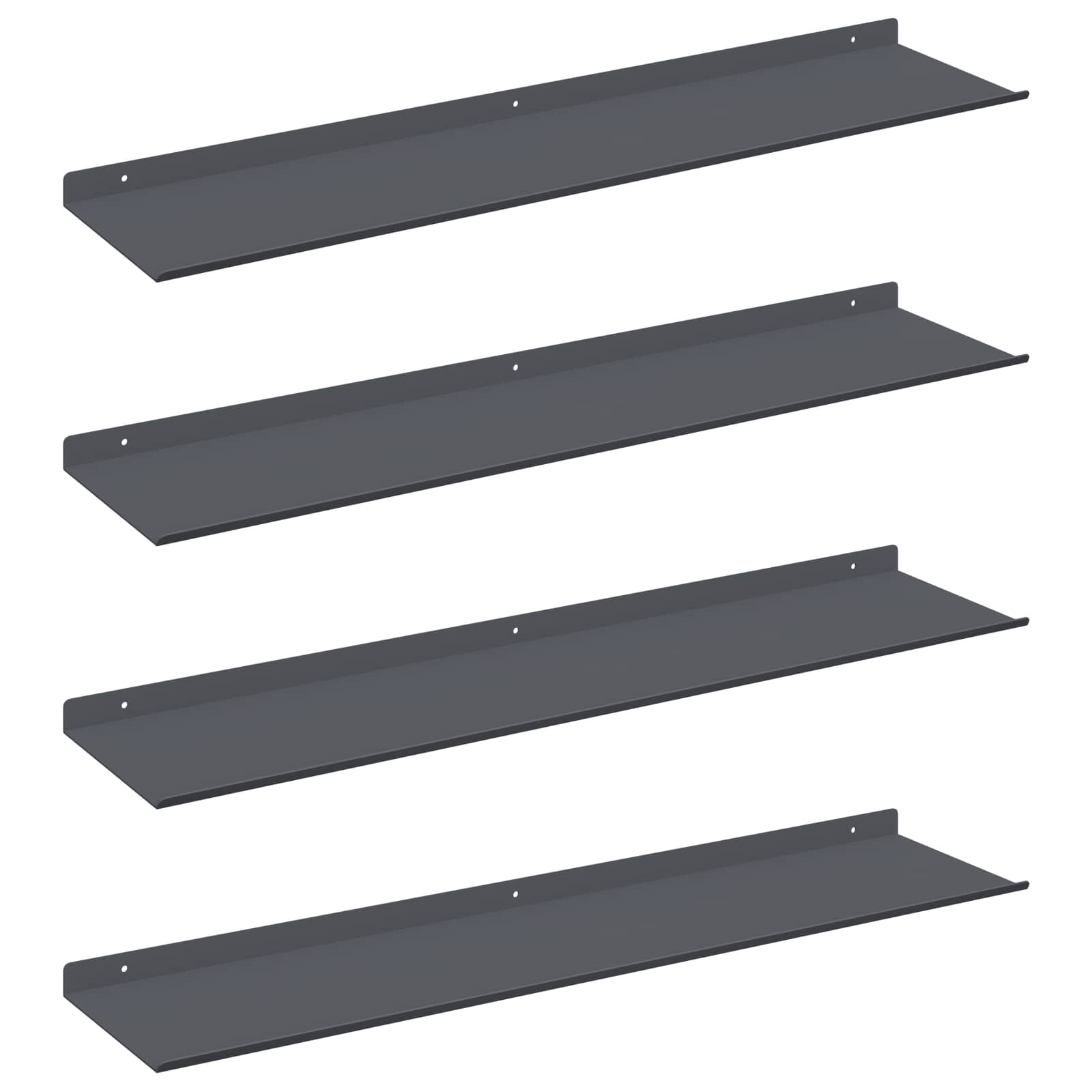 Mensola sospesa 4 pcs Antracite 80 x 18 x 2,5 cm Acciaio | homemem39