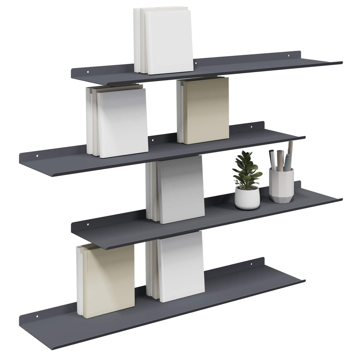 Mensola sospesa 4 pcs Antracite 80 x 18 x 2,5 cm Acciaio | homemem39