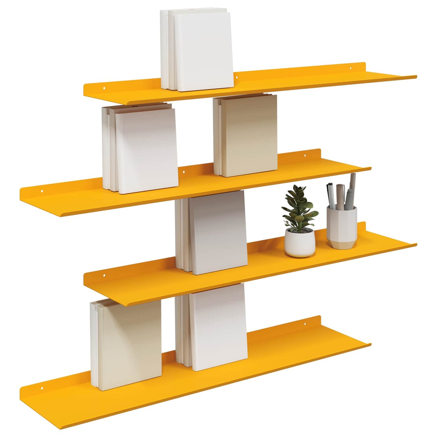 Mensola sospesa 4 pcs Giallo senape 80 x 18 x 2,5 cm Acciaio | homemem39