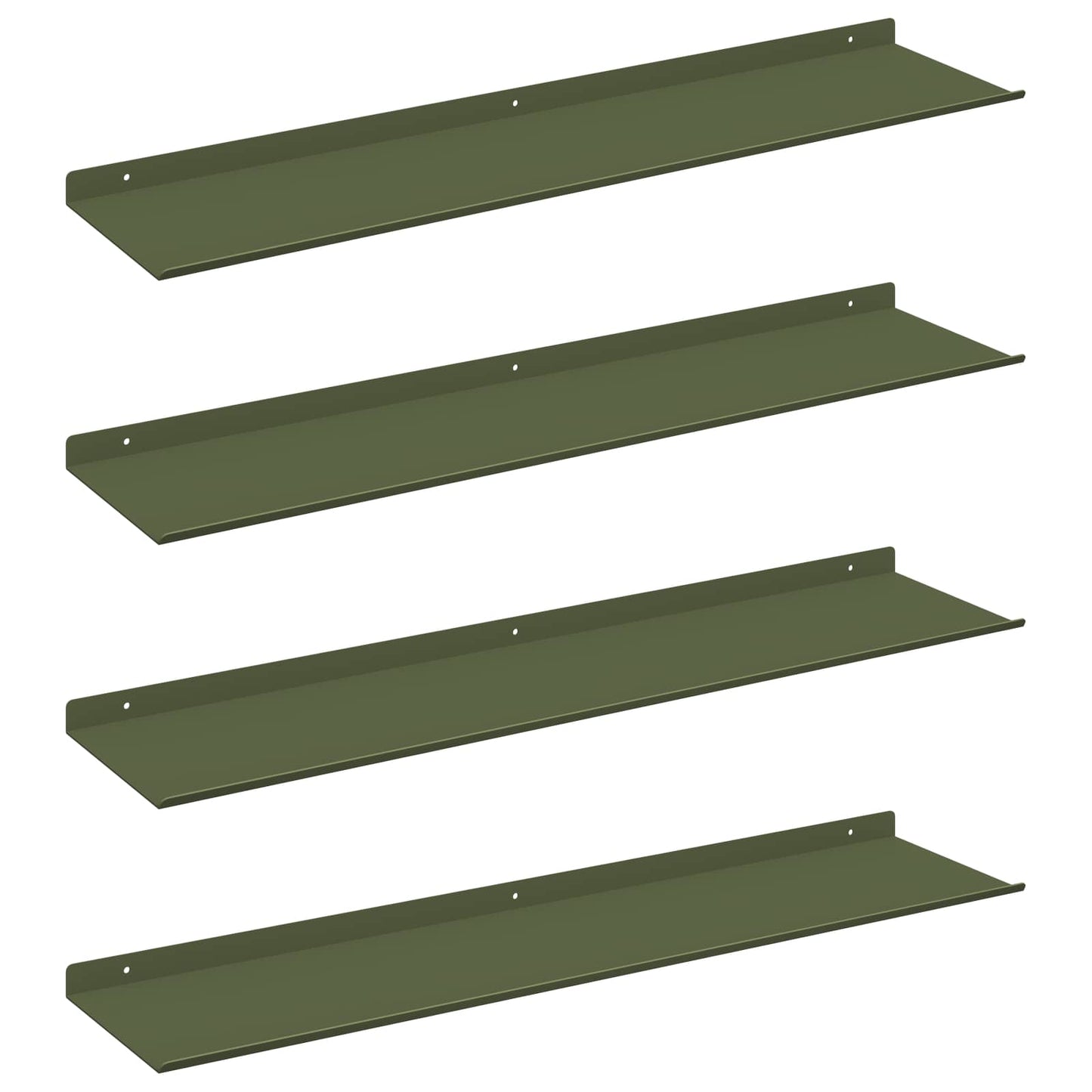Mensola sospesa 4 pcs Verde oliva 80 x 18 x 2,5 cm Acciaio | homemem39
