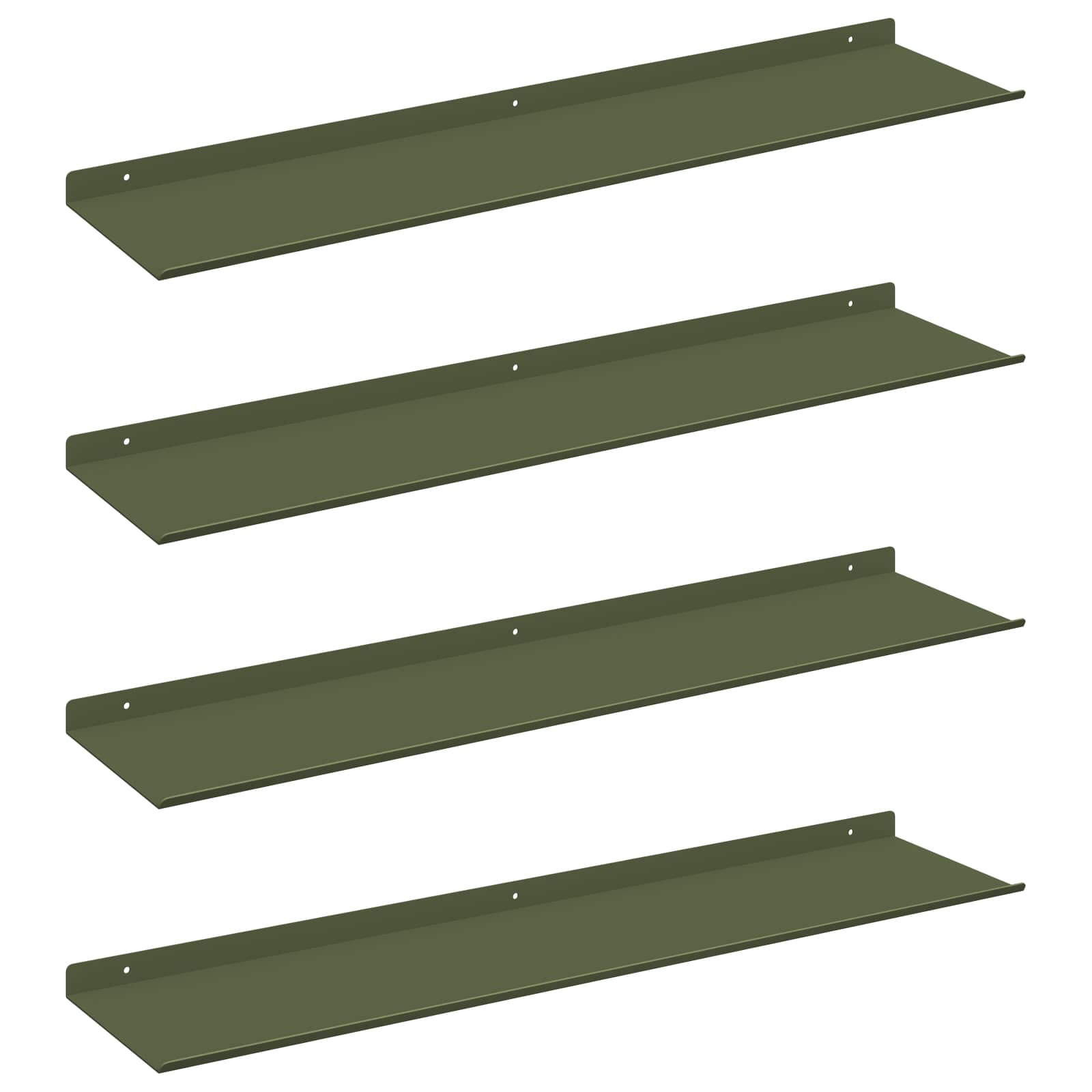 Mensola sospesa 4 pcs Verde oliva 80 x 18 x 2,5 cm Acciaio | homemem39