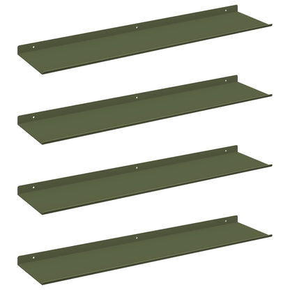 Mensola sospesa 4 pcs Verde oliva 80 x 18 x 2,5 cm Acciaio | homemem39