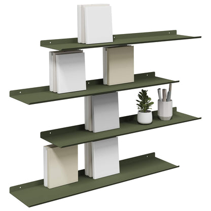 Mensola sospesa 4 pcs Verde oliva 80 x 18 x 2,5 cm Acciaio | homemem39