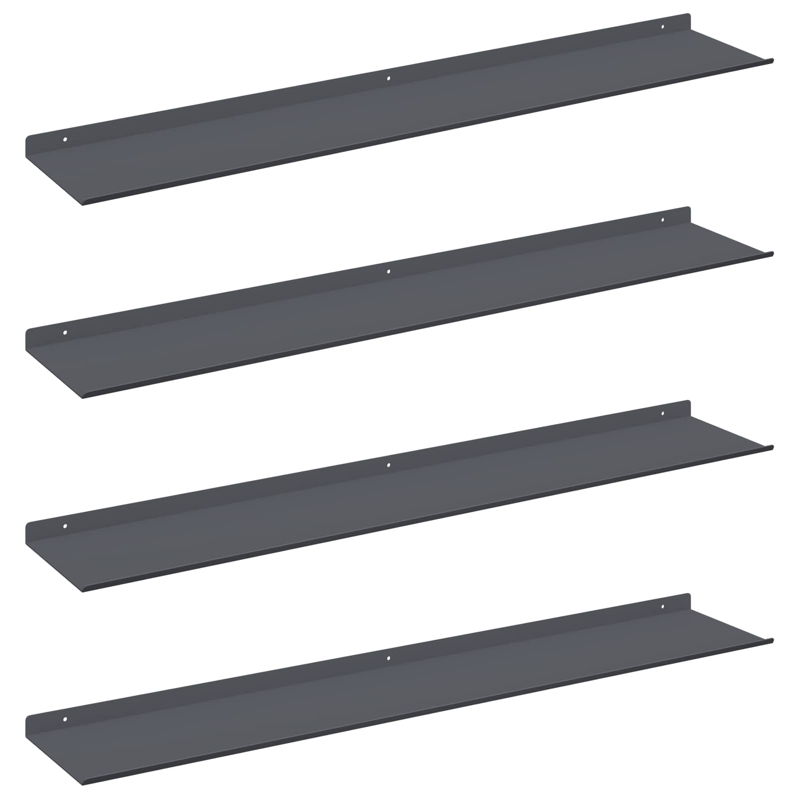 Mensola sospesa 4 pcs Antracite 100 x 18 x 2,5 cm Acciaio | homemem39
