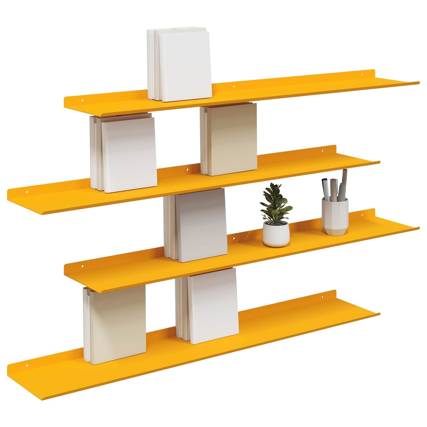 Mensola sospesa 4 pcs Giallo senape 100 x 18 x 2,5 cm Acciaio | homemem39