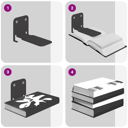 Mensola Flottante Invisibile 4 pcs Nero 6 x 11 x 6.5 cm Metallo