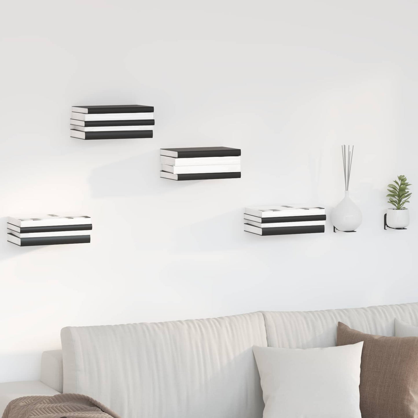 Mensola sospesa con lo scaffale 24 pcs Nero 6 x 10,8 x 6,6 cm | homemem39