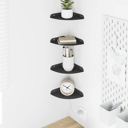 Mensola sospesa con lo scaffale 4 pcs Nero 15 x 15 x 2 cm | homemem39