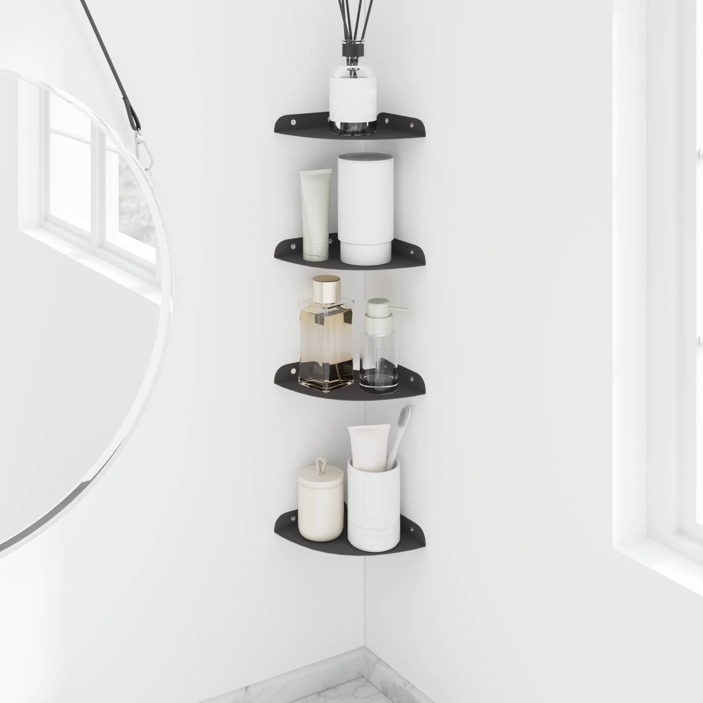 Mensola sospesa con lo scaffale 4 pcs Nero 15 x 15 x 2 cm | homemem39