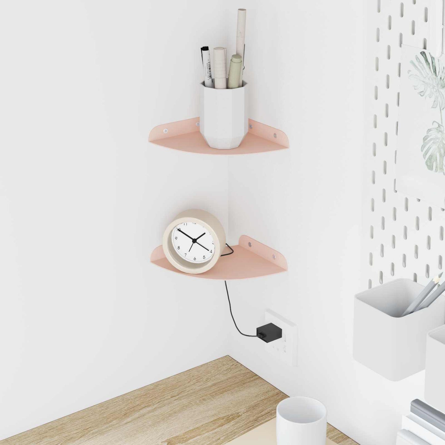 Mensola sospesa con lo scaffale 2 pcs Rosa 15 x 15 x 2 cm | homemem39