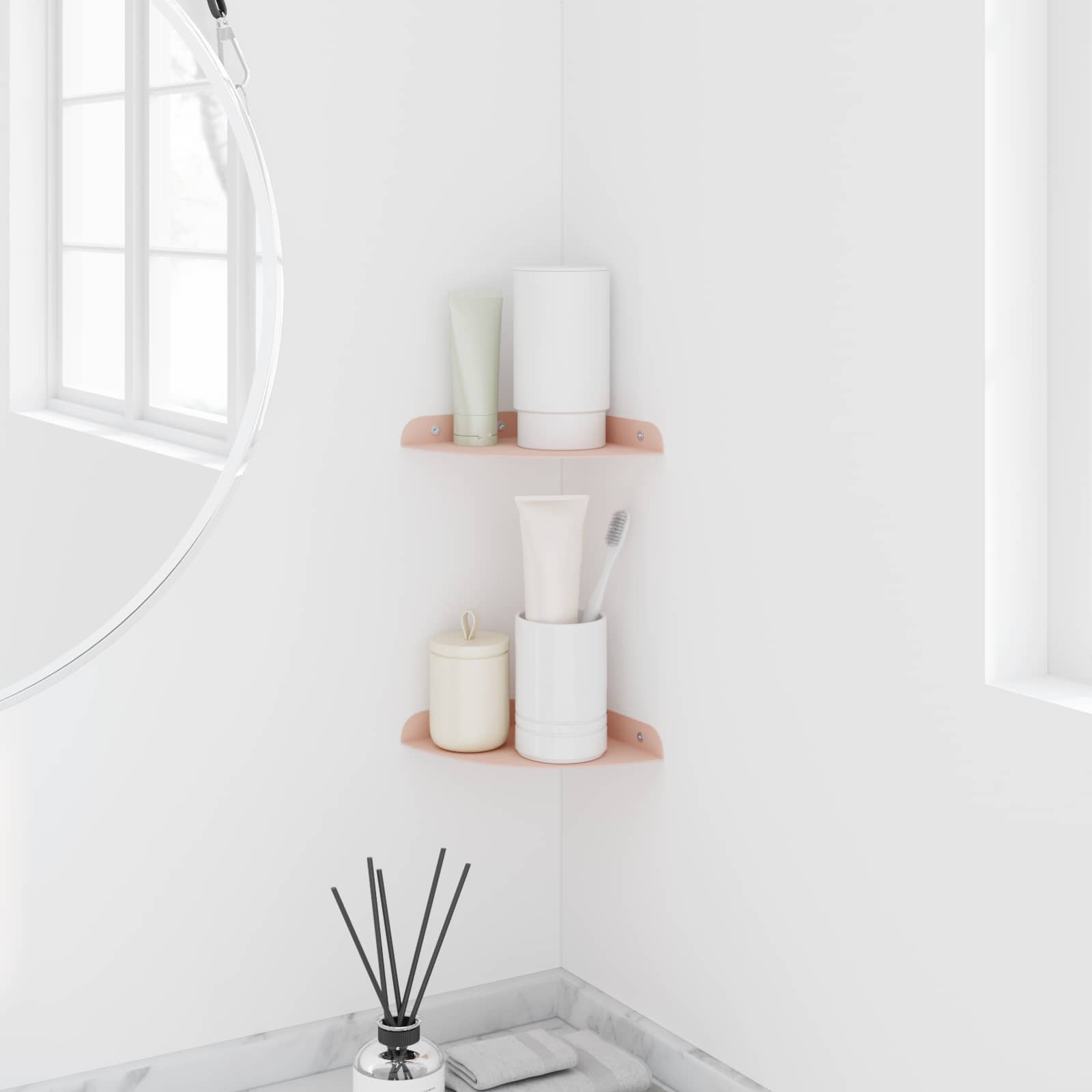 Mensola sospesa con lo scaffale 2 pcs Rosa 15 x 15 x 2 cm | homemem39