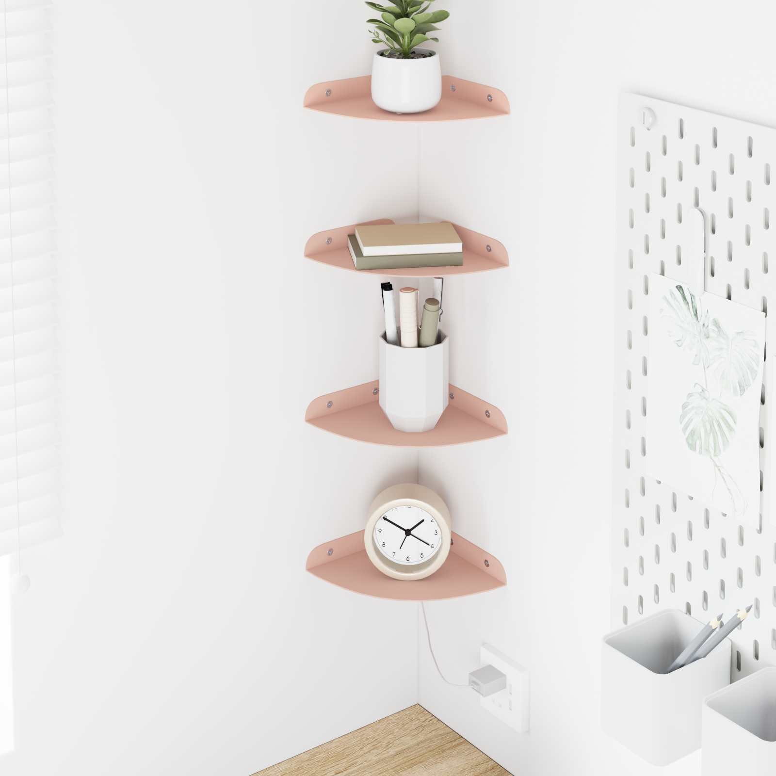 Mensola sospesa con lo scaffale 4 pcs Rosa 15 x 15 x 2 cm | homemem39