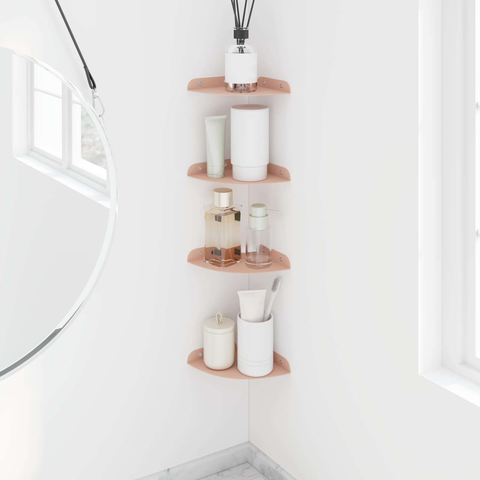 Mensola sospesa con lo scaffale 4 pcs Rosa 15 x 15 x 2 cm | homemem39