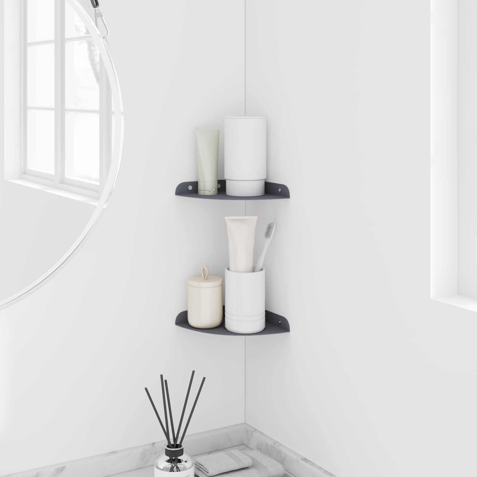 Mensola sospesa con lo scaffale 2 pcs Antracite 15 x 15 x 2 cm | homemem39