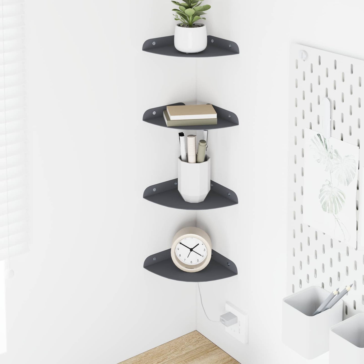 Mensola sospesa con lo scaffale 4 pcs Antracite 15 x 15 x 2 cm | homemem39