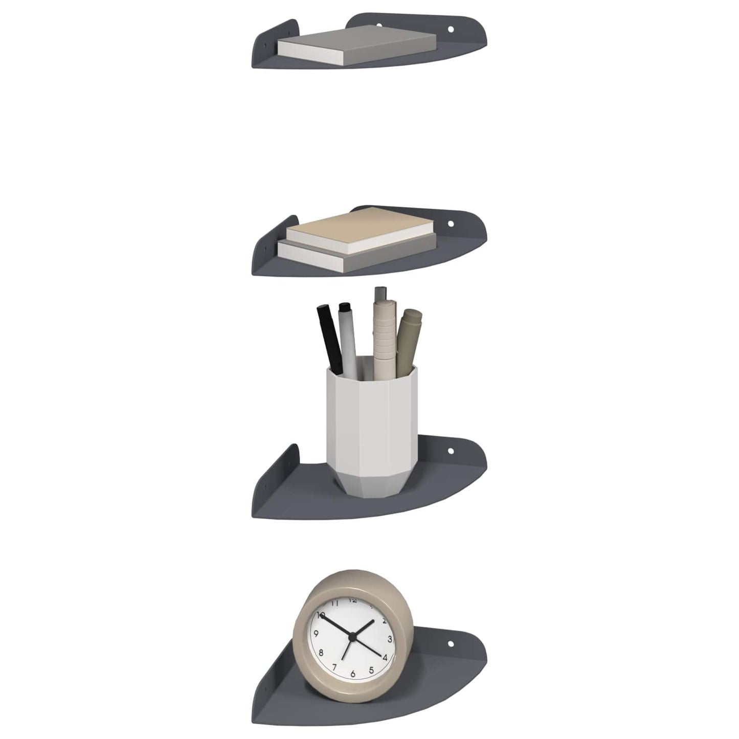 Mensola sospesa con lo scaffale 4 pcs Antracite 15 x 15 x 2 cm | homemem39
