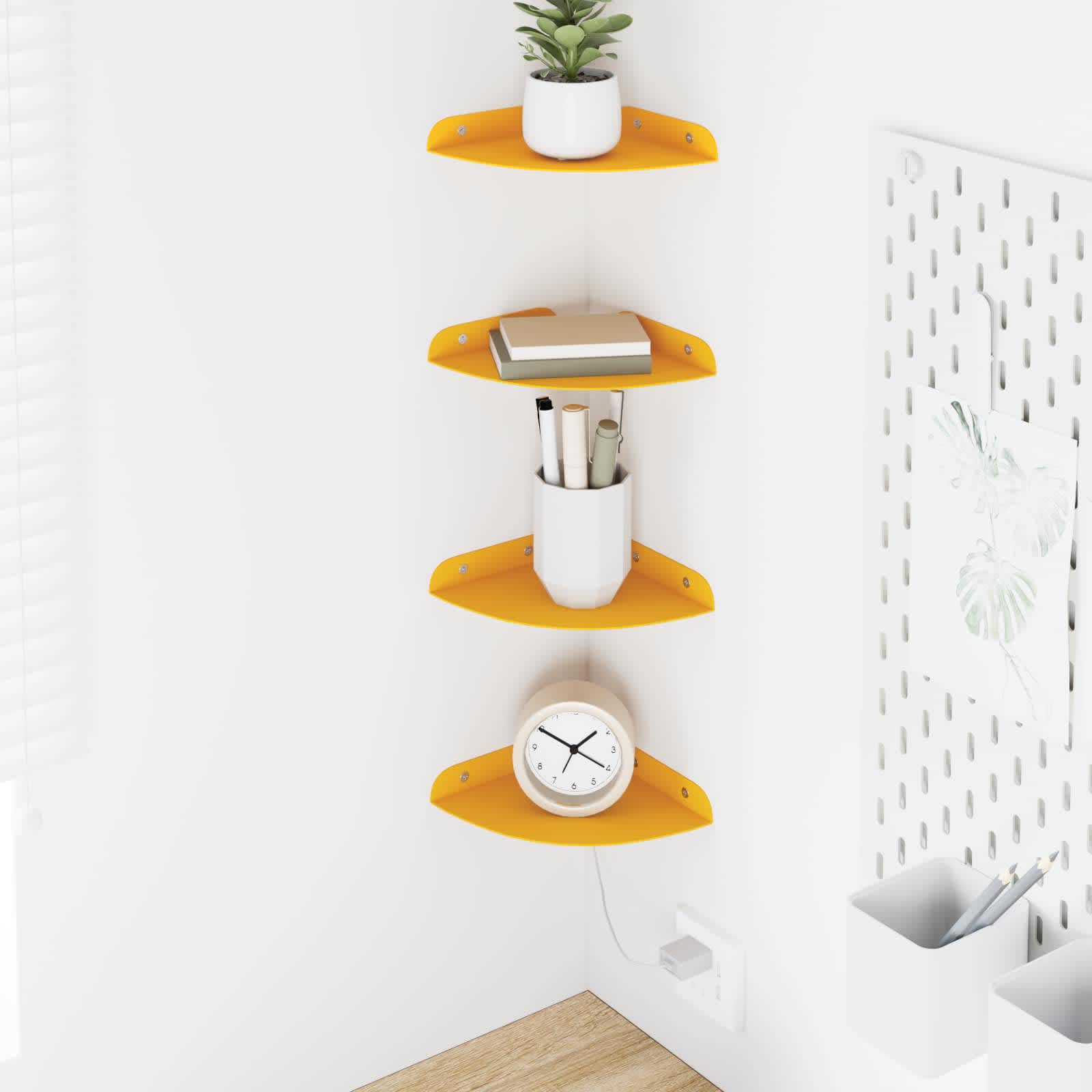 Mensola sospesa 4 pcs Giallo senape 15 x 15 x 2 cm | homemem39
