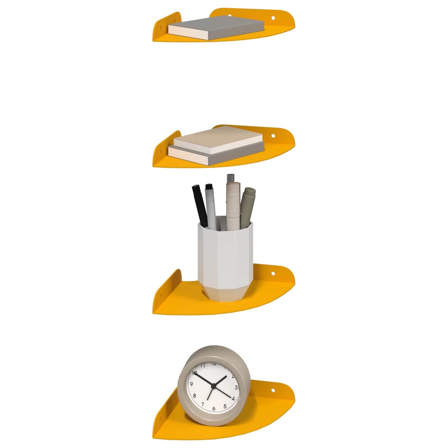 Mensola sospesa 4 pcs Giallo senape 15 x 15 x 2 cm | homemem39