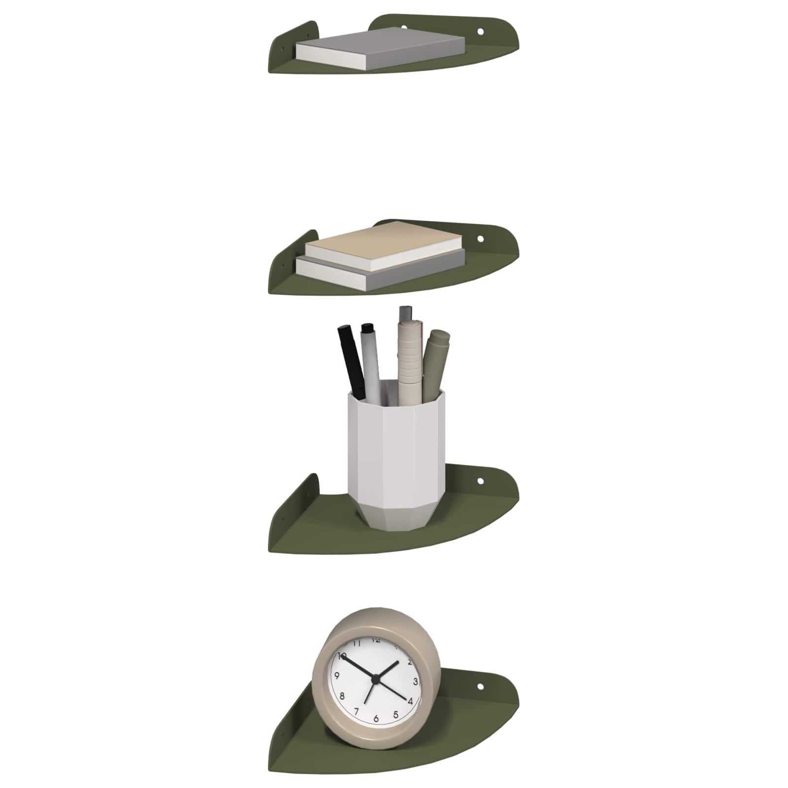 Mensola sospesa 4 pcs Verde oliva 15 x 15 x 2 cm | homemem39