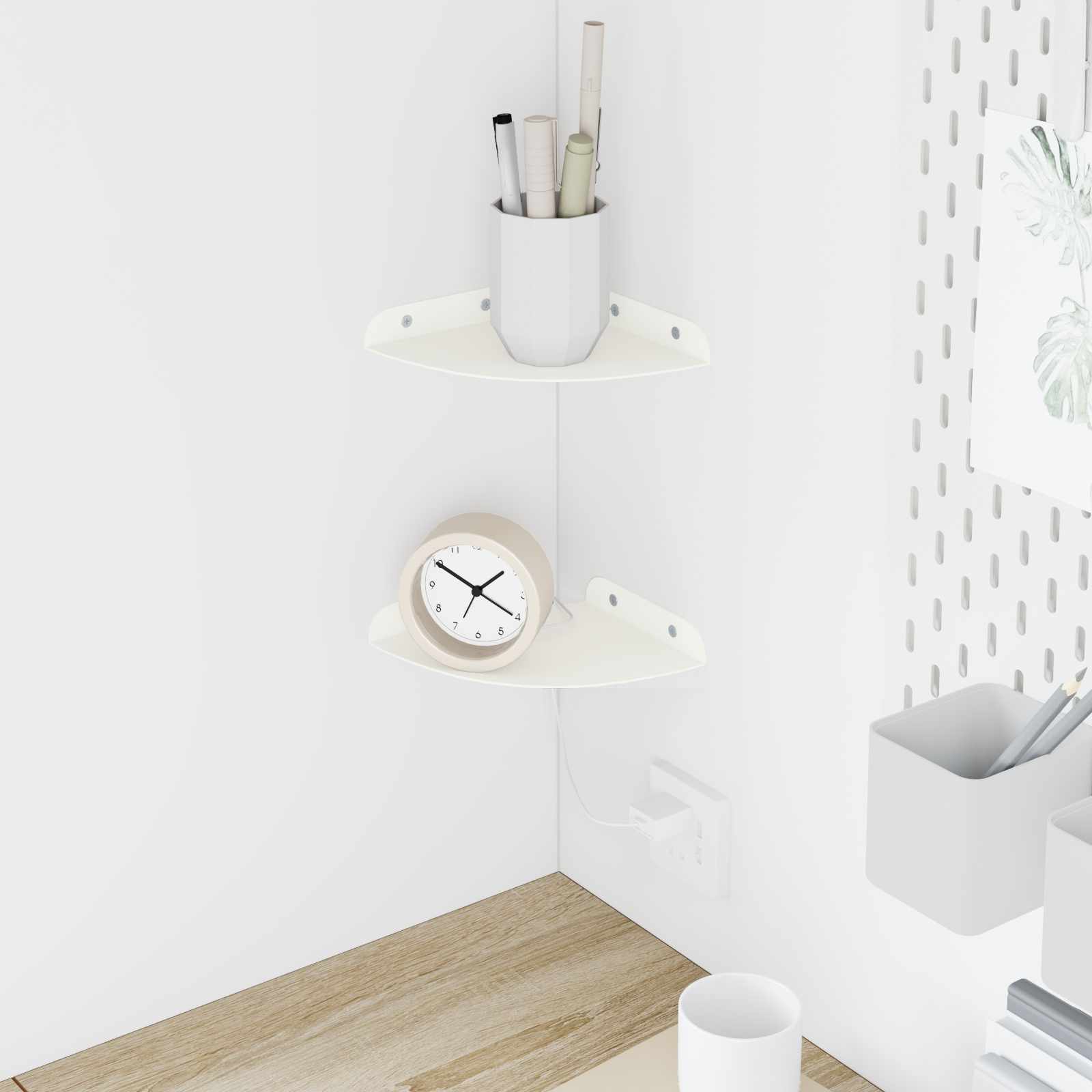 Mensola sospesa con lo scaffale 2 pcs Bianco 15 x 15 x 2 cm | homemem39
