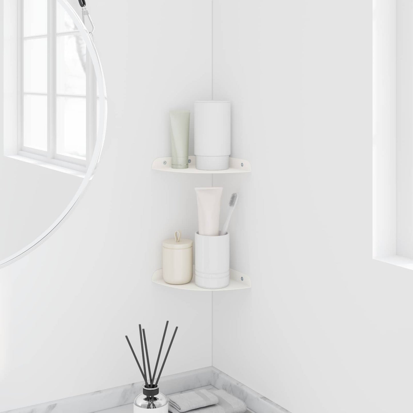 Mensola sospesa con lo scaffale 2 pcs Bianco 15 x 15 x 2 cm | homemem39