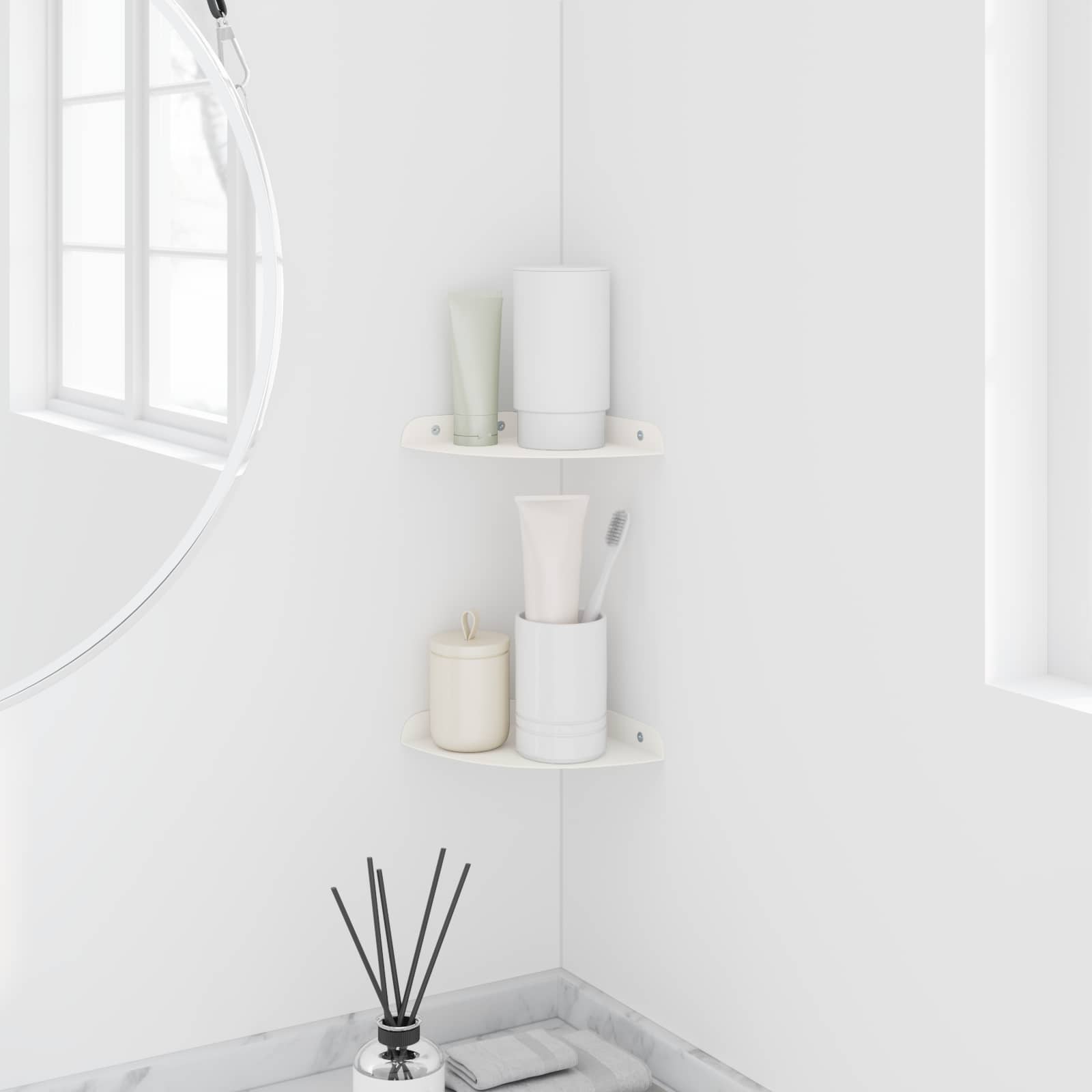 Mensola sospesa con lo scaffale 2 pcs Bianco 15 x 15 x 2 cm | homemem39