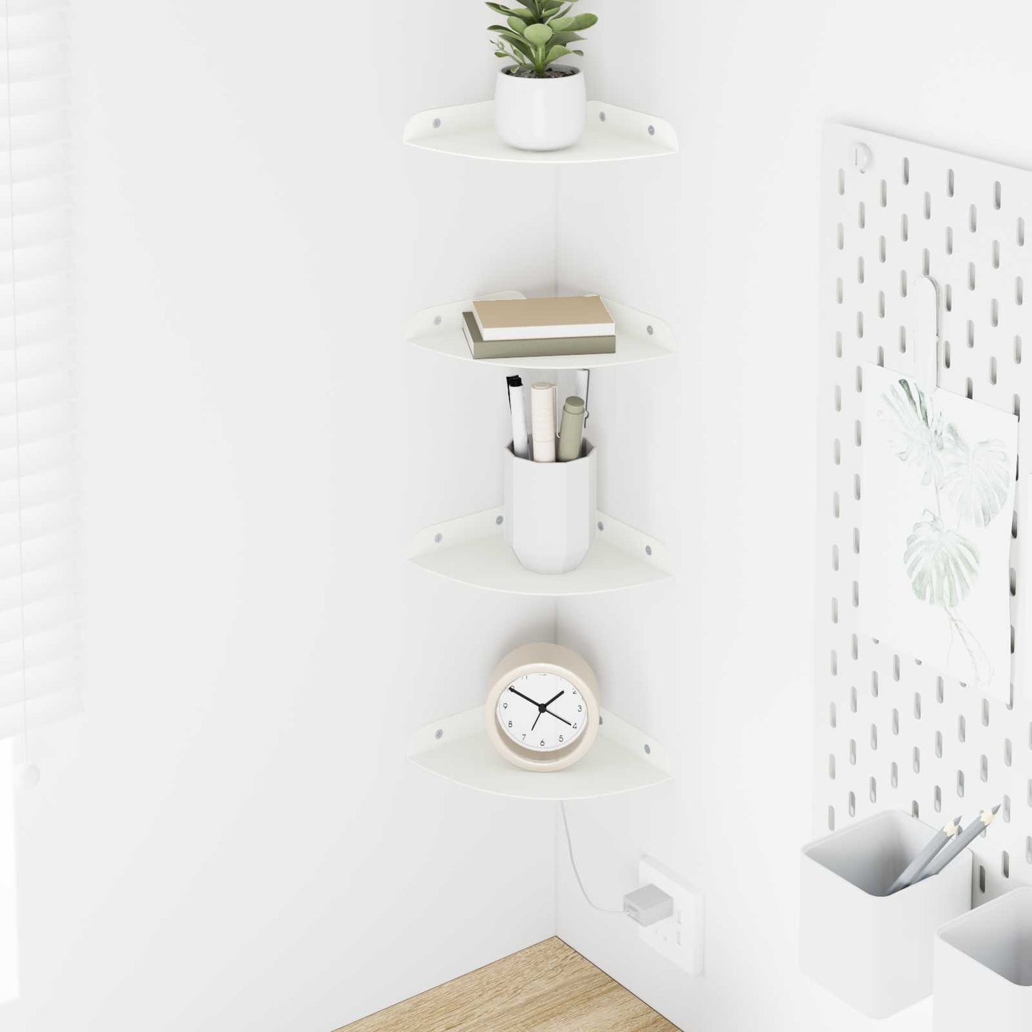 Mensola sospesa con lo scaffale 4 pcs Bianco 15 x 15 x 2 cm | homemem39