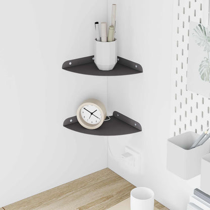 Mensola sospesa con lo scaffale 2 pcs Nero 18 x 18 x 2 cm | homemem39