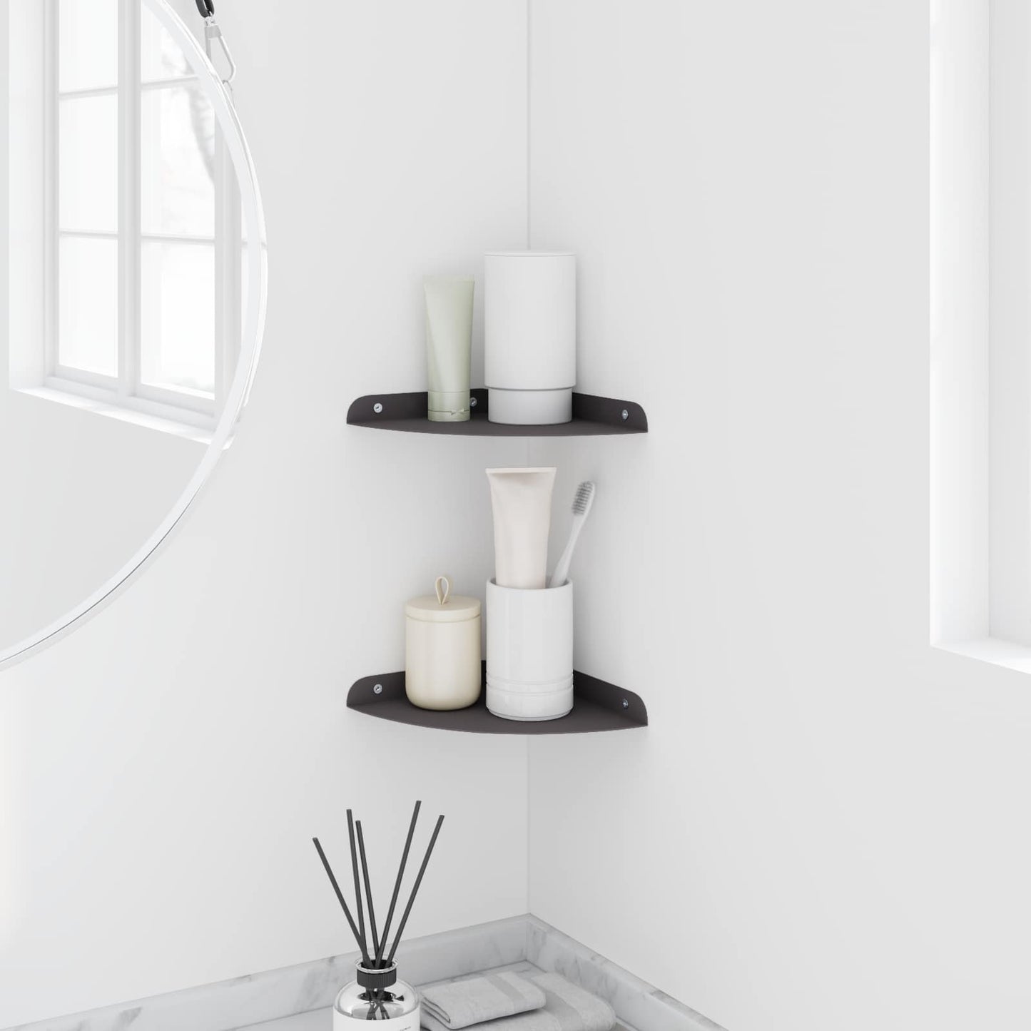 Mensola sospesa con lo scaffale 2 pcs Nero 18 x 18 x 2 cm | homemem39