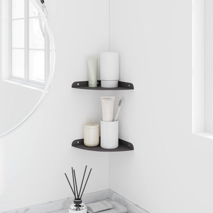 Mensola sospesa con lo scaffale 2 pcs Nero 18 x 18 x 2 cm | homemem39
