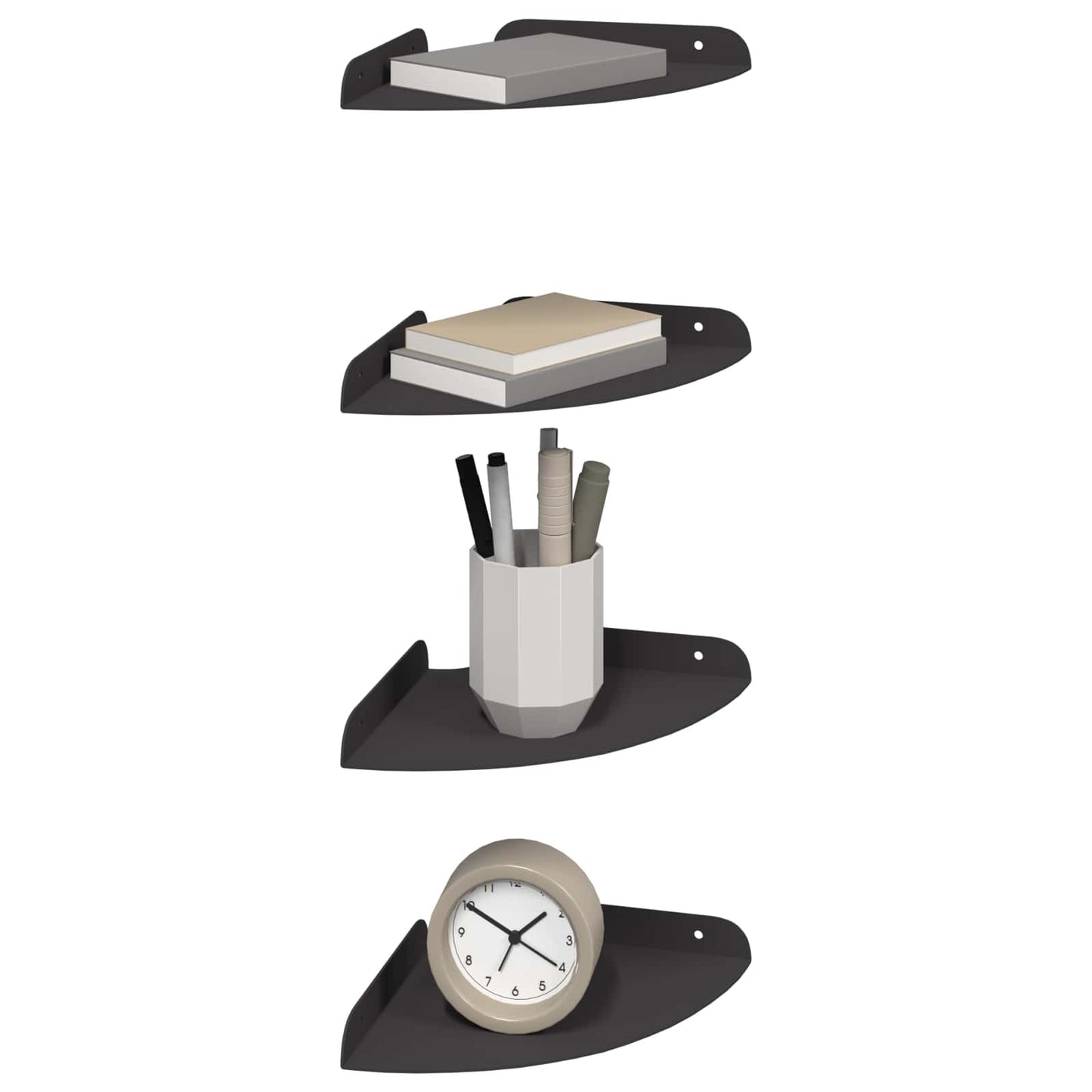 Mensola sospesa con lo scaffale 4 pcs Nero 18 x 18 x 2 cm | homemem39