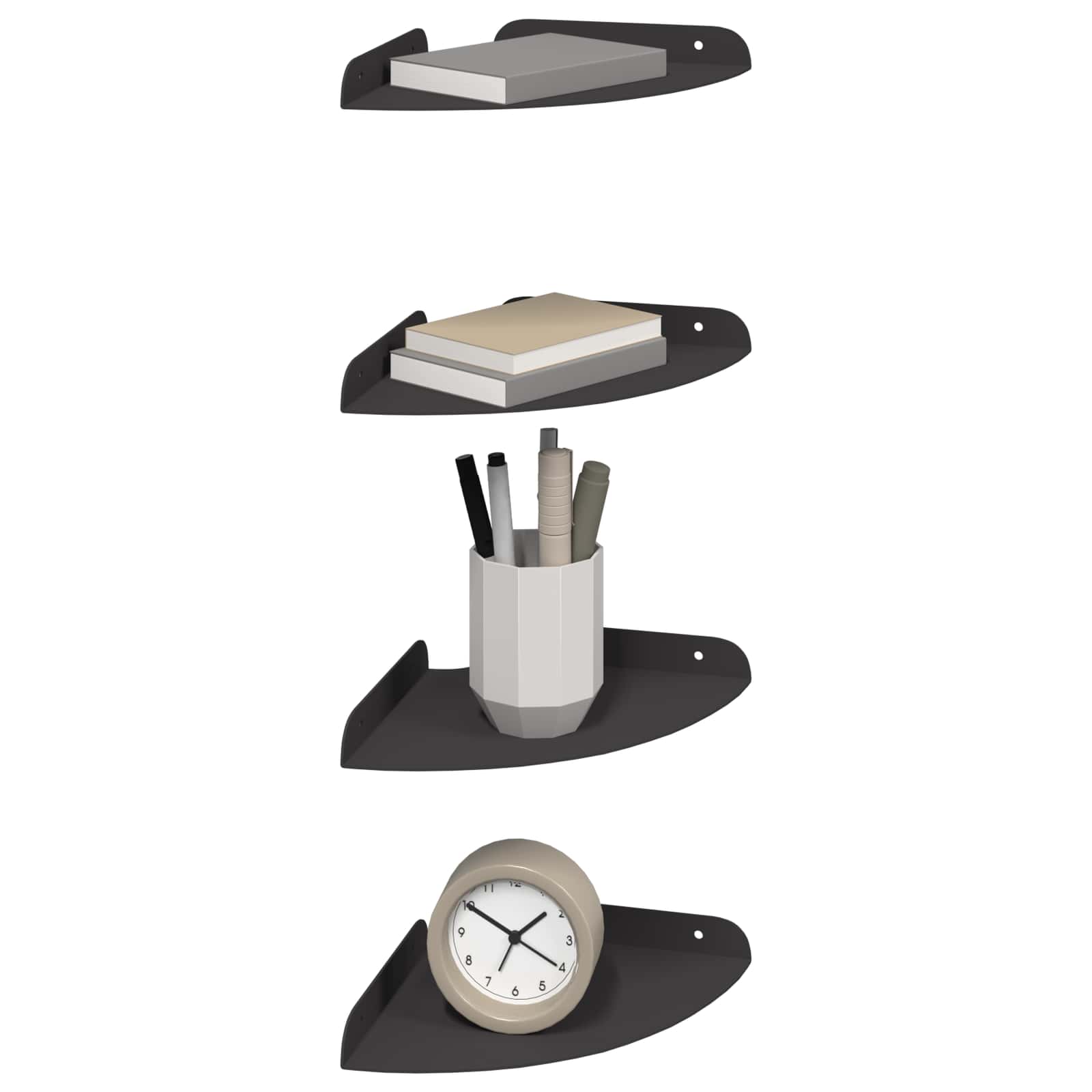 Mensola sospesa con lo scaffale 4 pcs Nero 18 x 18 x 2 cm | homemem39