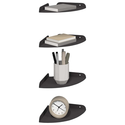 Mensola sospesa con lo scaffale 4 pcs Nero 18 x 18 x 2 cm | homemem39