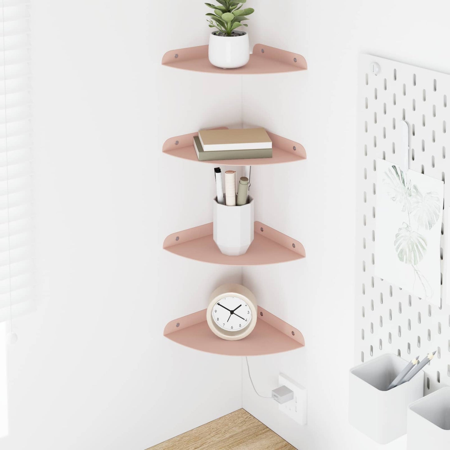 Mensola sospesa con lo scaffale 4 pcs Rosa 18 x 18 x 2 cm | homemem39
