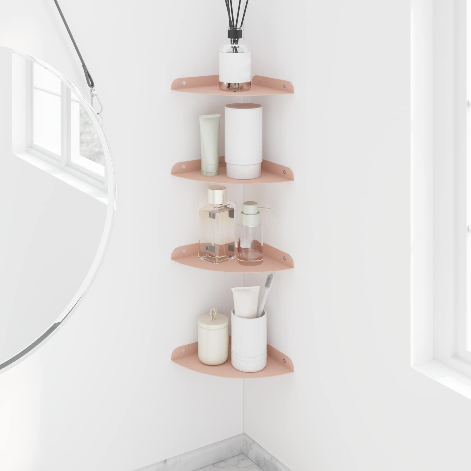 Mensola sospesa con lo scaffale 4 pcs Rosa 18 x 18 x 2 cm | homemem39